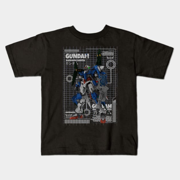 GN-001 Gundam Exia Kids T-Shirt by gblackid